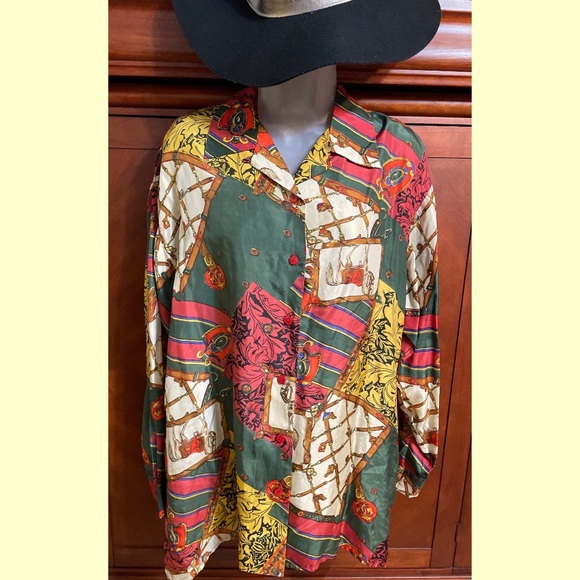Vintage Silk Stunt Collections  Blouse - Picture 1 of 5